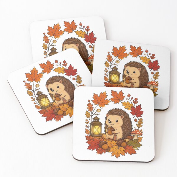 Item preview, Cute Autumn Hedgehog with Acorn and Lantern designed and sold by FestivityFinds.