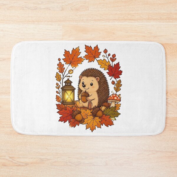Item preview, Cute Autumn Hedgehog with Acorn and Lantern designed and sold by FestivityFinds.