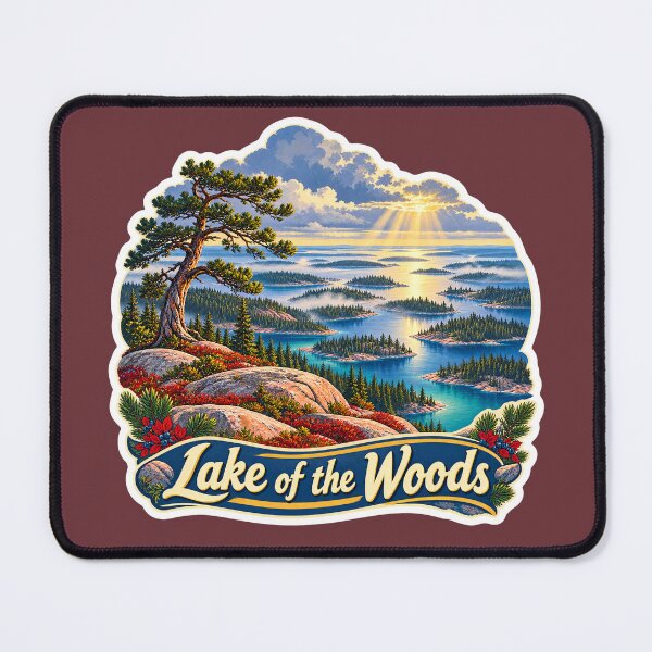 Item preview, Lake of the Woods Vintage Island Travel Print designed and sold by PinUpPizzazz.