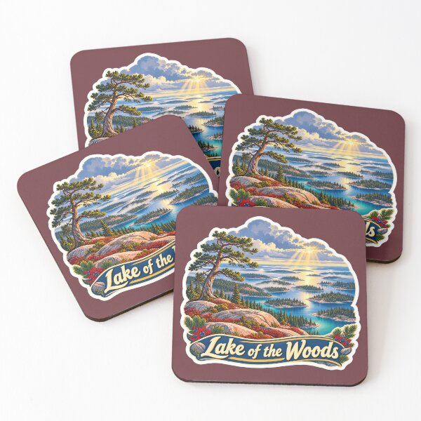 Item preview, Lake of the Woods Vintage Island Travel Print designed and sold by PinUpPizzazz.