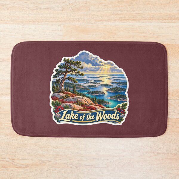 Item preview, Lake of the Woods Vintage Island Travel Print designed and sold by PinUpPizzazz.
