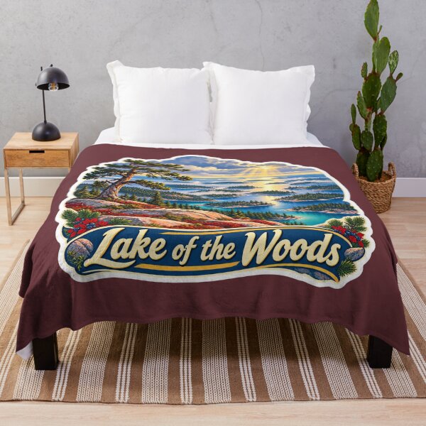 Item preview, Lake of the Woods Vintage Island Travel Print designed and sold by PinUpPizzazz.