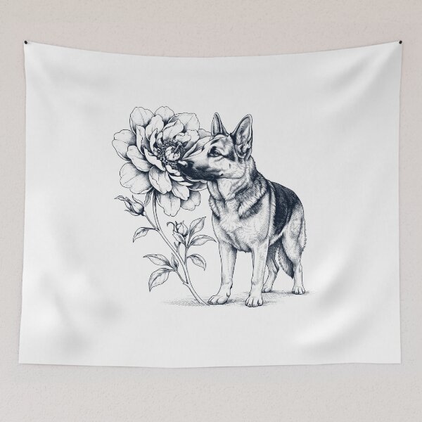 Item preview, German Shepherd Smell Flower Dog Lover designed and sold by dian-rody-crest.