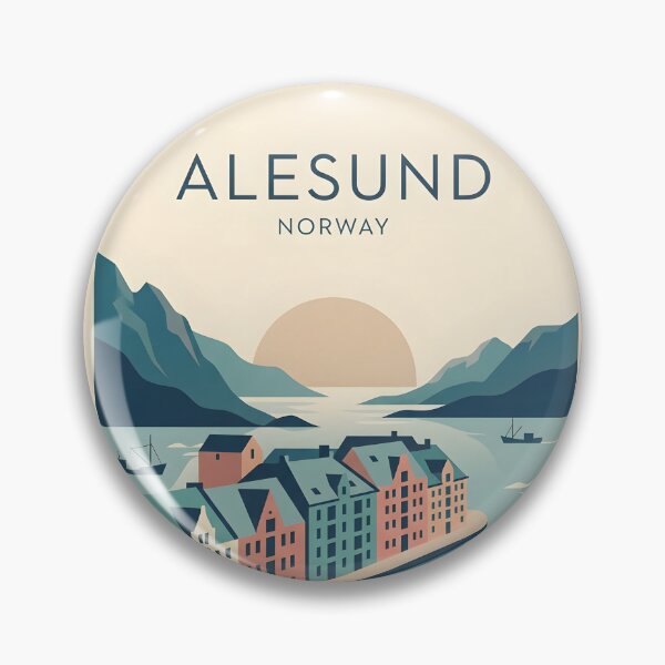 Item preview, Alesund Norway Vintage Travel Poster - Minimalist Fjord Art Print designed and sold by DuckOddity.
