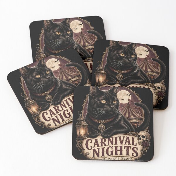 Item preview, Carnival Nights Black Cat Halloween Gothic Storybook Art designed and sold by BernoNickel.