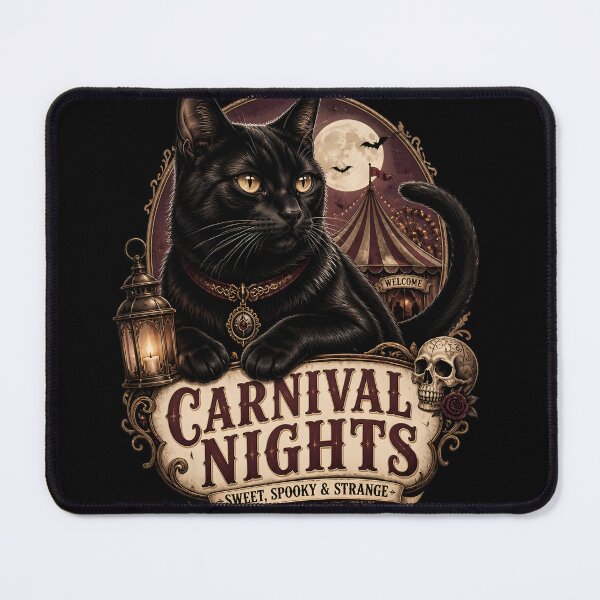 Item preview, Carnival Nights Black Cat Halloween Gothic Storybook Art designed and sold by BernoNickel.