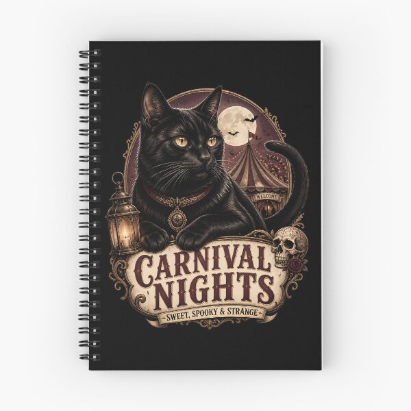 Item preview, Carnival Nights Black Cat Halloween Gothic Storybook Art designed and sold by BernoNickel.