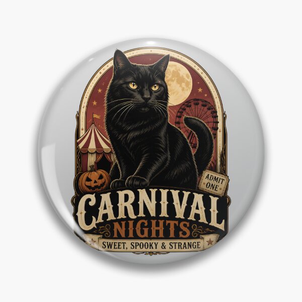 Item preview, Carnival Nights Black Cat Halloween Retro Poster designed and sold by BernoNickel.