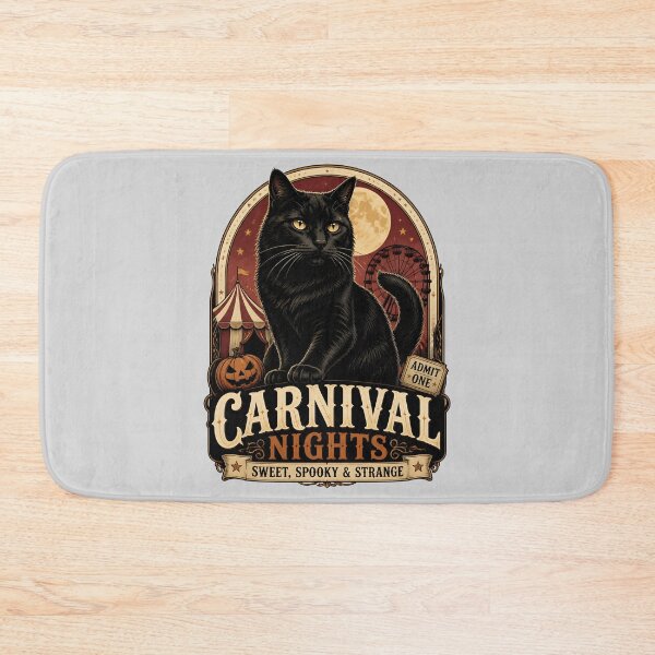 Item preview, Carnival Nights Black Cat Halloween Retro Poster designed and sold by BernoNickel.