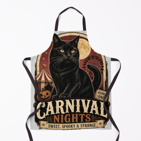 Item preview, Carnival Nights Black Cat Halloween Retro Poster designed and sold by BernoNickel.