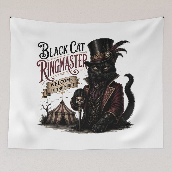 Item preview, Black Cat Ringmaster Black Cat Halloween Gothic Storybook Art designed and sold by BernoNickel.