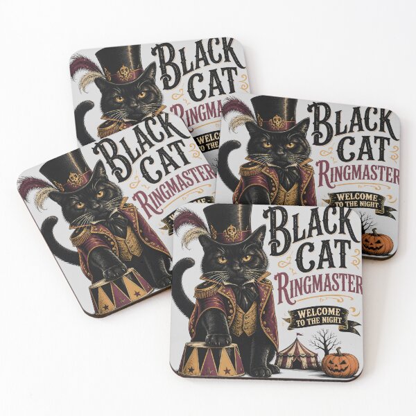 Item preview, Black Cat Ringmaster Black Cat Halloween Retro Poster designed and sold by BernoNickel.