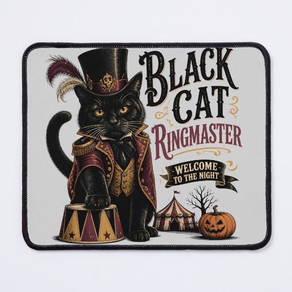 Item preview, Black Cat Ringmaster Black Cat Halloween Retro Poster designed and sold by BernoNickel.