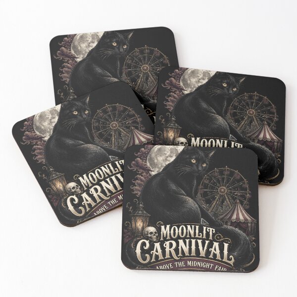 Item preview, Moonlit Carnival Black Cat Halloween Gothic Storybook Art designed and sold by BernoNickel.