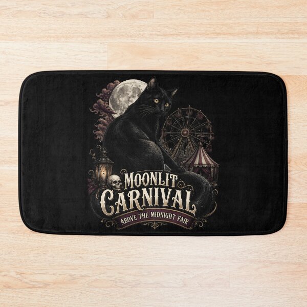 Item preview, Moonlit Carnival Black Cat Halloween Gothic Storybook Art designed and sold by BernoNickel.