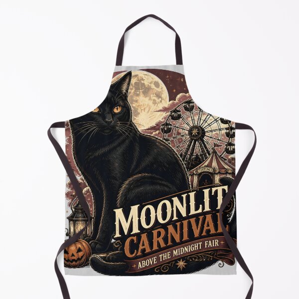 Item preview, Moonlit Carnival Black Cat Halloween Retro Poster designed and sold by BernoNickel.