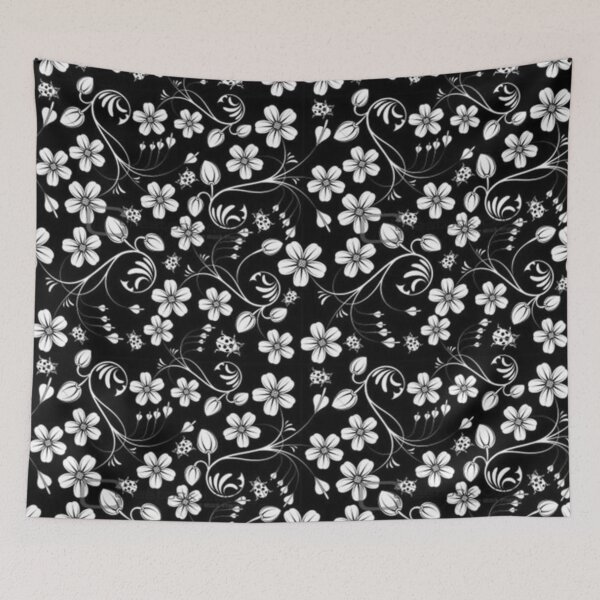 Item preview, Elegant White Flowers on Black Background | Minimalist Botanical Art designed and sold by Palette & Hue.