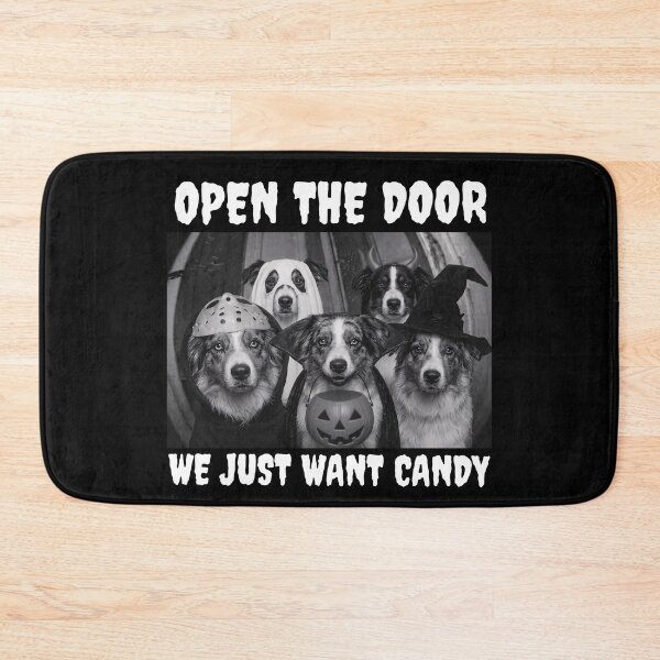 Item preview, Open The Door We Just Want Candy Funny Halloween Dogs  designed and sold by PugPuppyLife.