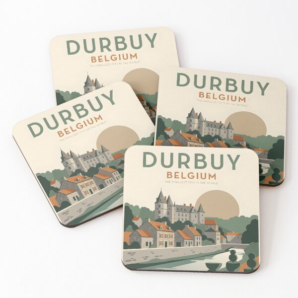 Item preview, Durbuy Belgium Vintage Travel Poster - Smallest City Art Print designed and sold by DuckOddity.