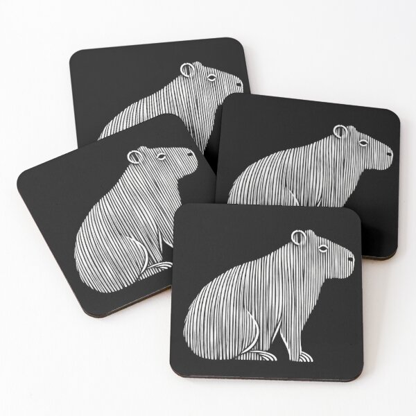 Item preview, Linear Textured Capybara - Vertical Black and White Engraving designed and sold by elglotonmusical.
