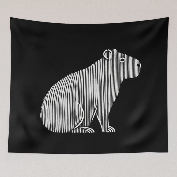 Item preview, Linear Textured Capybara - Vertical Black and White Engraving designed and sold by elglotonmusical.