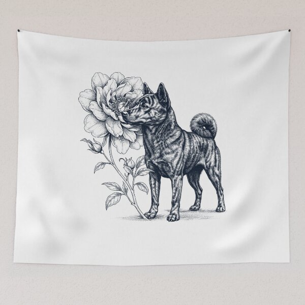 Item preview, Kai Ken Smell Flower Dog Lover designed and sold by dian-rody-crest.