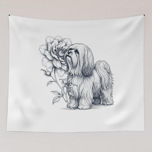 Item preview, Lhasa Apso Smell Flower Dog Lover designed and sold by dian-rody-crest.
