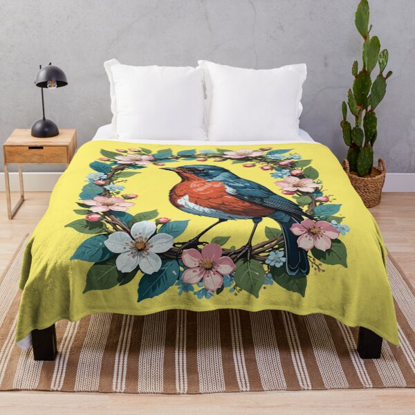 Item preview, MI American Turdus migratorius and Apple-Flowers Design designed and sold by taiche.