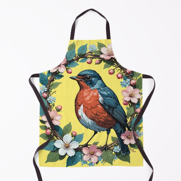 Item preview, MI American Turdus migratorius and Apple-Flowers Design designed and sold by taiche.