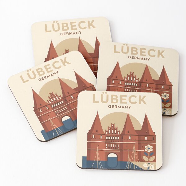Item preview, Lubeck Germany Vintage Travel Poster - Minimalist Holstentor Art Print designed and sold by DuckOddity.