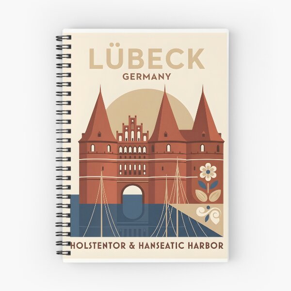 Item preview, Lubeck Germany Vintage Travel Poster - Minimalist Holstentor Art Print designed and sold by DuckOddity.