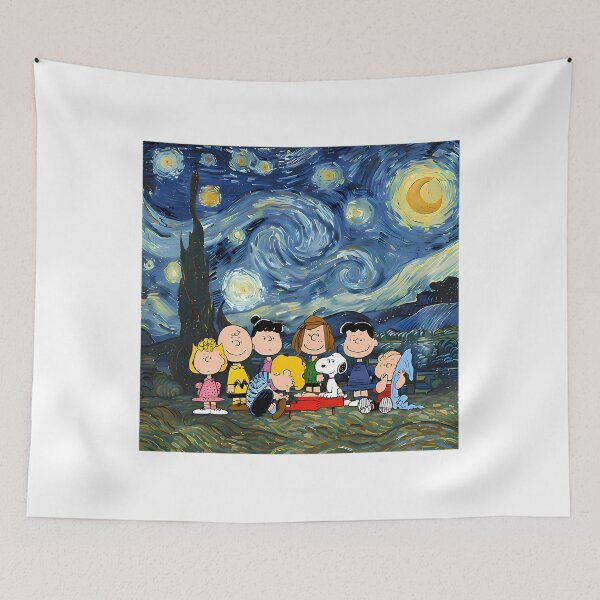 Item preview, Snoopy And The Peanuts Gang Starry Night designed and sold by CapsuleOfLife.