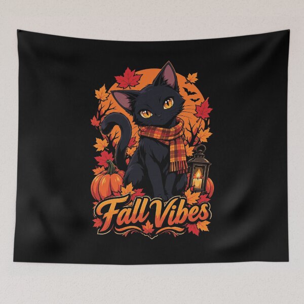 Item preview, Black Cat Fall Vibes designed and sold by GhoulishGraphX.