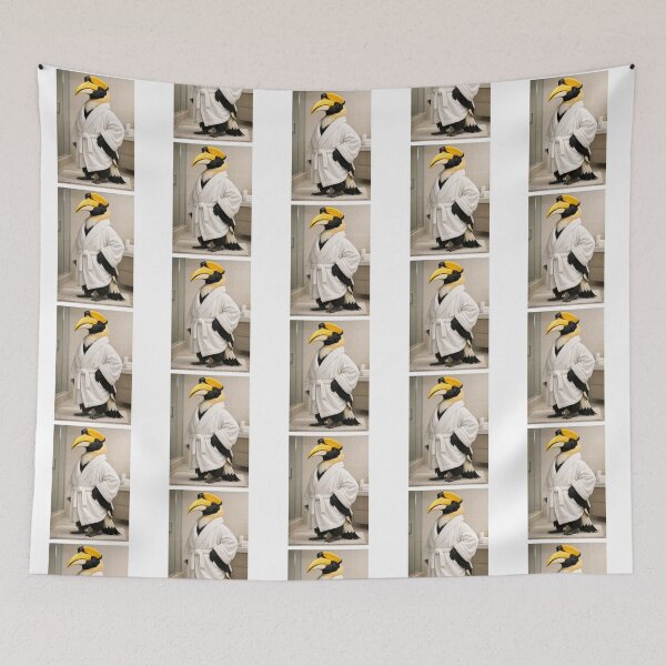 Item preview, Great Hornbill Bathrobe designed and sold by Sillytoe.