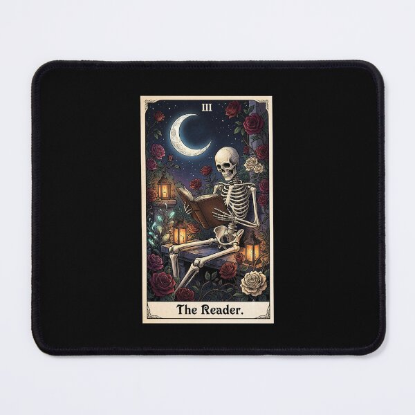 Item preview, The Reader Tarot Card with Skeleton and Roses Whimsical Goth Art designed and sold by LemuelTshopz.