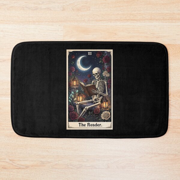 Item preview, The Reader Tarot Card with Skeleton and Roses Whimsical Goth Art designed and sold by LemuelTshopz.