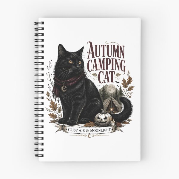 Item preview, Autumn Camping Cat Black Cat Halloween Gothic Storybook Art designed and sold by OliviaHayesArt.