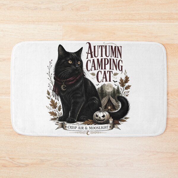 Item preview, Autumn Camping Cat Black Cat Halloween Gothic Storybook Art designed and sold by OliviaHayesArt.