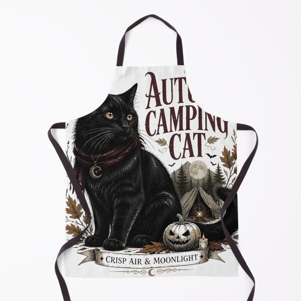 Item preview, Autumn Camping Cat Black Cat Halloween Gothic Storybook Art designed and sold by OliviaHayesArt.