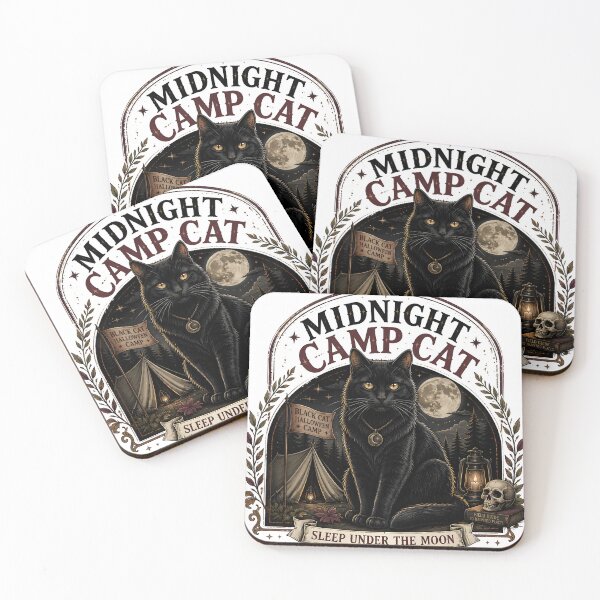 Item preview, Midnight Camp Cat Black Cat Halloween Gothic Storybook Art designed and sold by OliviaHayesArt.