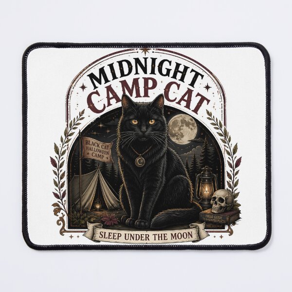 Item preview, Midnight Camp Cat Black Cat Halloween Gothic Storybook Art designed and sold by OliviaHayesArt.