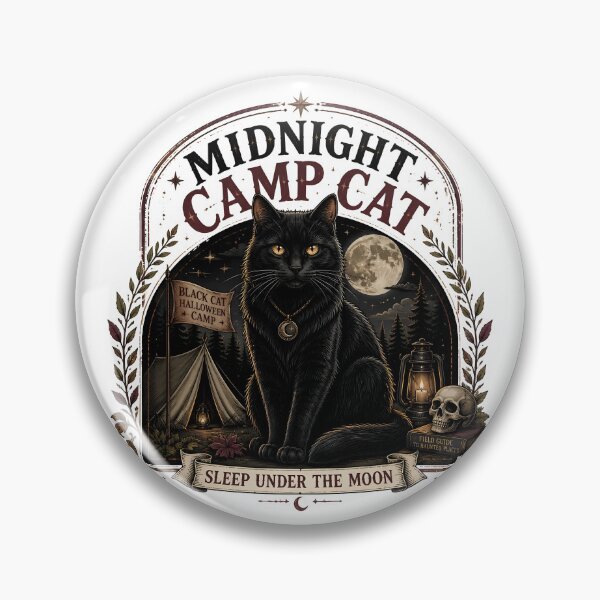 Item preview, Midnight Camp Cat Black Cat Halloween Gothic Storybook Art designed and sold by OliviaHayesArt.