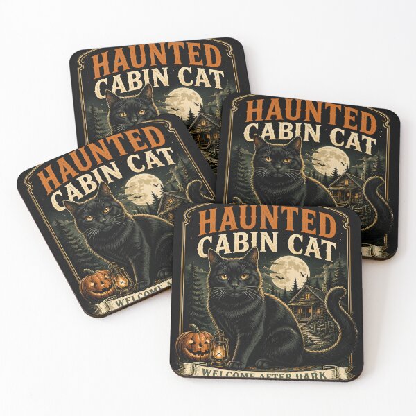 Item preview, Haunted Cabin Cat Black Cat Halloween Retro Poster designed and sold by OliviaHayesArt.
