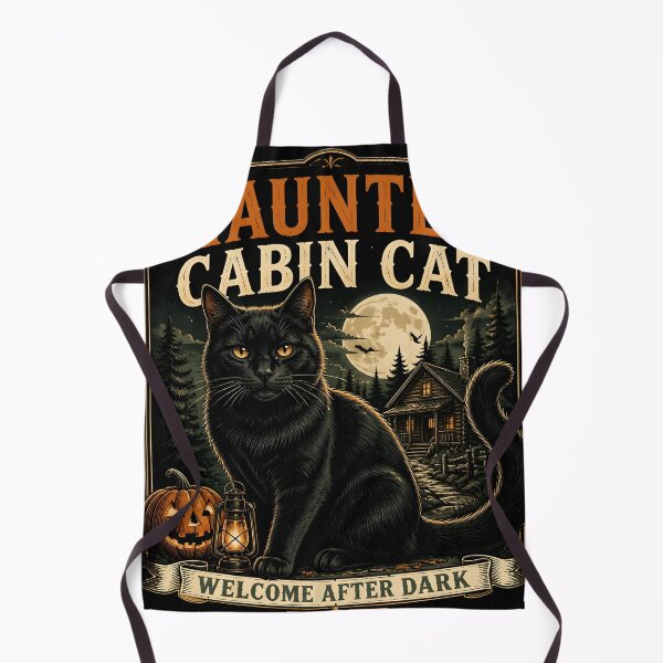 Item preview, Haunted Cabin Cat Black Cat Halloween Retro Poster designed and sold by OliviaHayesArt.
