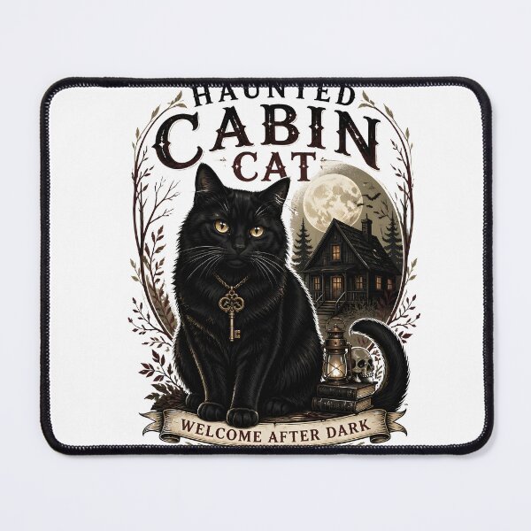 Item preview, Haunted Cabin Cat Black Cat Halloween Gothic Storybook Art designed and sold by OliviaHayesArt.
