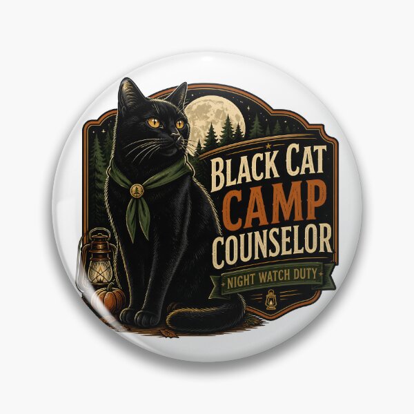 Item preview, Black Cat Camp Counselor Black Cat Halloween Retro Poster designed and sold by OliviaHayesArt.