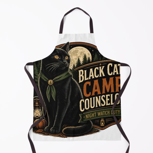 Item preview, Black Cat Camp Counselor Black Cat Halloween Retro Poster designed and sold by OliviaHayesArt.