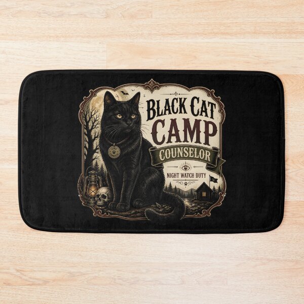 Item preview, Black Cat Camp Counselor Black Cat Halloween Gothic Storybook Art designed and sold by OliviaHayesArt.