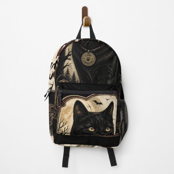 Item preview, Black Cat Camp Counselor Black Cat Halloween Gothic Storybook Art designed and sold by OliviaHayesArt.