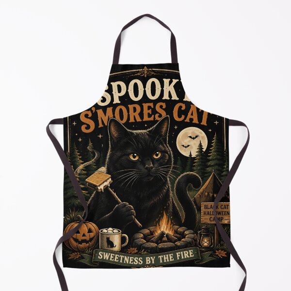 Item preview, Spooky S'Mores Cat Black Cat Halloween Retro Poster designed and sold by OliviaHayesArt.